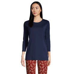 Women's Lands' End Supima Cotton Crewneck Tunic -Cuddl Duds SHOP 4542524 Radiant Navy