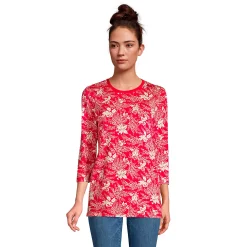 Women's Lands' End Supima Cotton Crewneck Tunic -Cuddl Duds SHOP 4542524 Stone Beige Floral