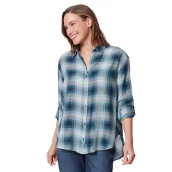 Women's Gloria Vanderbilt Amanda Button Down Shirt -Cuddl Duds SHOP 4550182 Camp Plaid Caspian