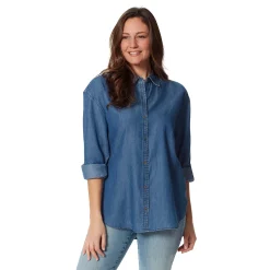 Women's Gloria Vanderbilt Amanda Button Down Shirt -Cuddl Duds SHOP 4550182 Medium Wash