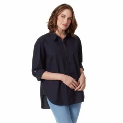 Women's Gloria Vanderbilt Amanda Button Down Shirt -Cuddl Duds SHOP 4550182 Midnight Affair