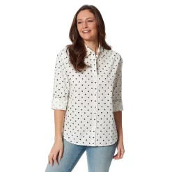 Women's Gloria Vanderbilt Amanda Button Down Shirt -Cuddl Duds SHOP 4550182 Vintage White Dot
