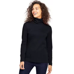 Women's Lands' End Supima Cotton Long Sleeve Turtleneck -Cuddl Duds SHOP 4552553 Black