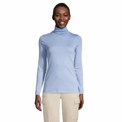 Women's Lands' End Supima Cotton Long Sleeve Turtleneck -Cuddl Duds SHOP 4552553 Cloudy Blue