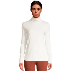 Women's Lands' End Supima Cotton Long Sleeve Turtleneck -Cuddl Duds SHOP 4552553 Ivory