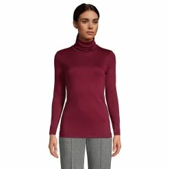Women's Lands' End Supima Cotton Long Sleeve Turtleneck -Cuddl Duds SHOP 4552553 Rich Burgundy