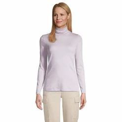 Women's Lands' End Supima Cotton Long Sleeve Turtleneck -Cuddl Duds SHOP 4552553 Soft Iris Purple