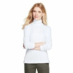 Women's Lands' End Supima Cotton Long Sleeve Turtleneck -Cuddl Duds SHOP 4552553 White