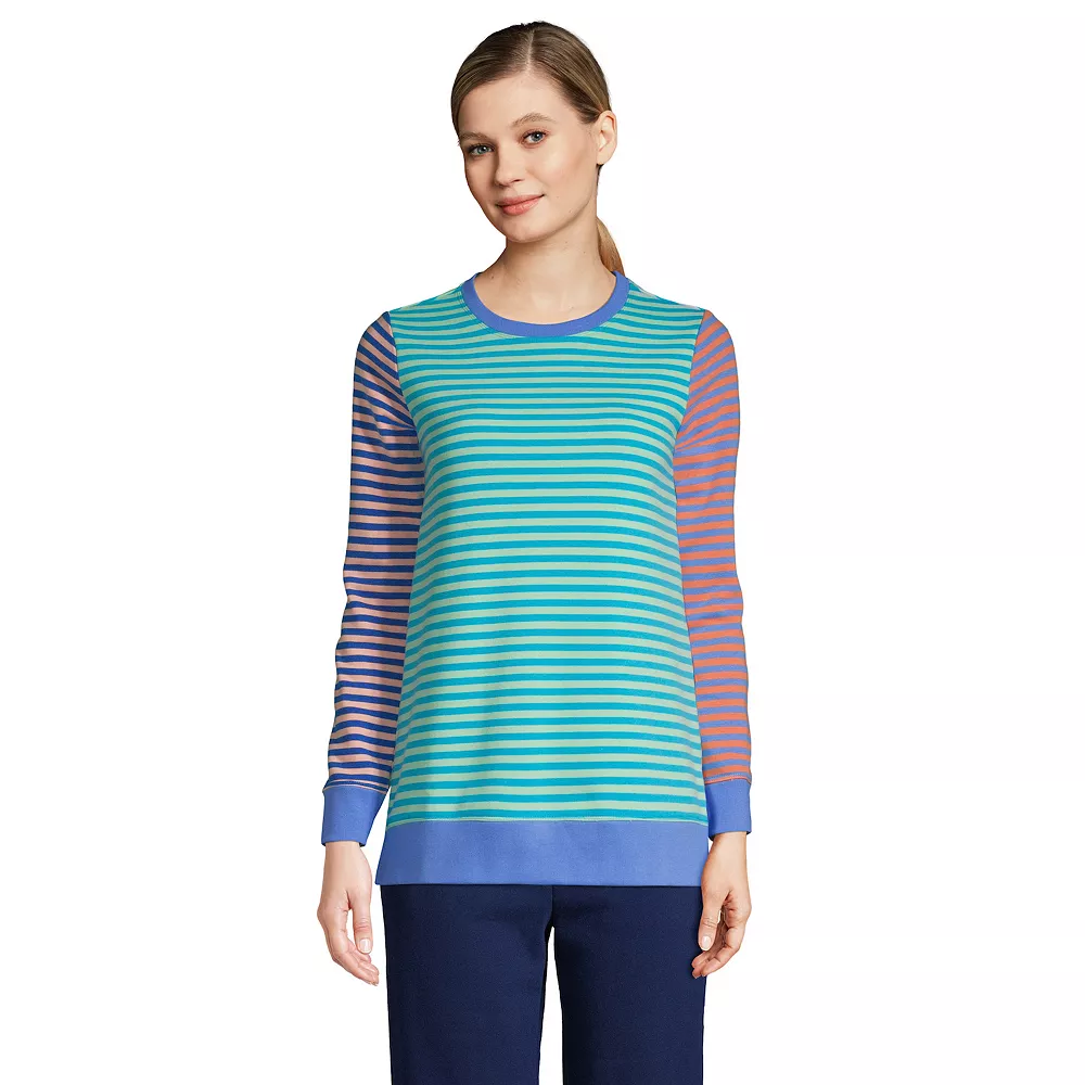 Women's Lands' End Serious Sweats Crewneck Sweatshirt Tunic 1 Women's Lands' End Serious Sweats Crewneck Sweatshirt Tunic