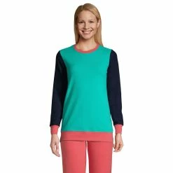 Women's Lands' End Serious Sweats Crewneck Sweatshirt Tunic 19 Women's Lands' End Serious Sweats Crewneck Sweatshirt Tunic -Cuddl Duds SHOP 4552819 Teal Colorblock