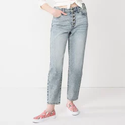 Juniors' SO® Vintage Mom Jeans -Cuddl Duds SHOP 4646721 Acid Light