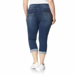 Alternative view of Juniors' Plus Size WallFlower Insta Soft Ultra Cropped Jeans with Double Rolled Cuff