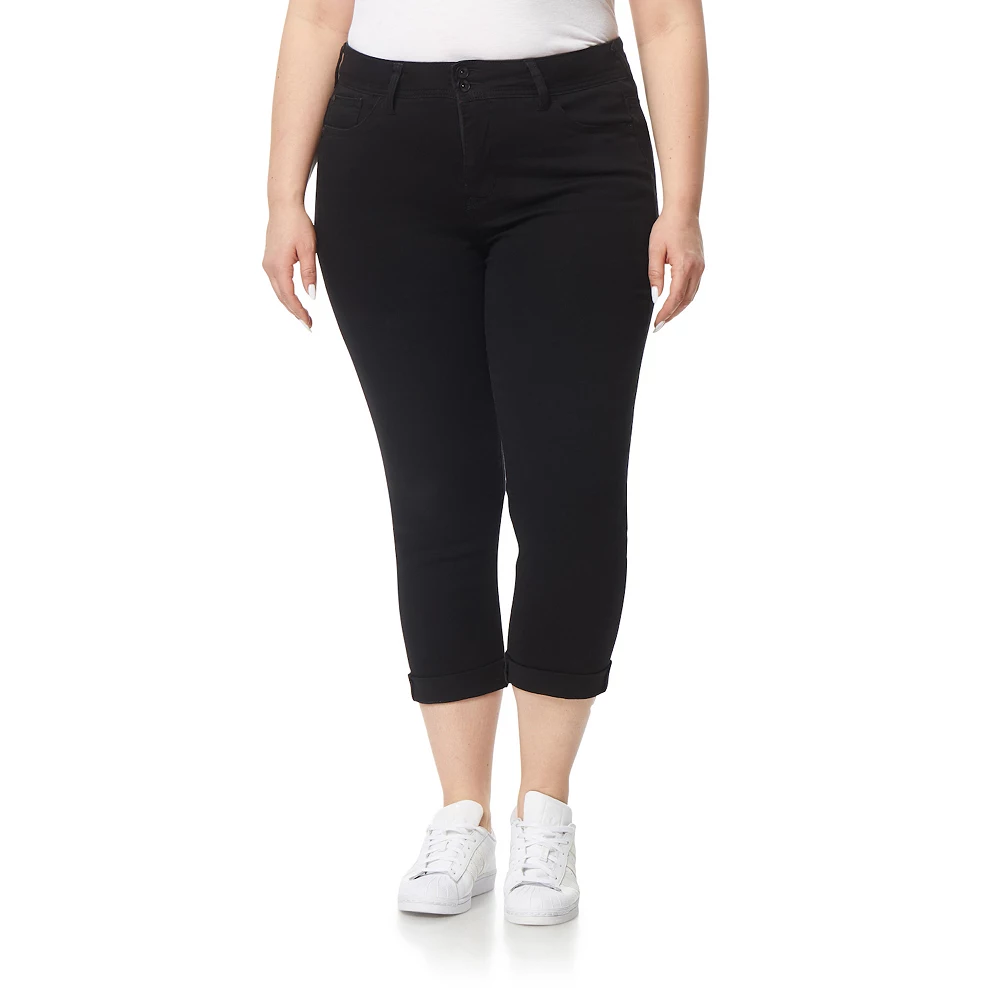 Juniors' Plus Size WallFlower Insta Soft Ultra Cropped Jeans with Double Rolled Cuff 1 Juniors' Plus Size WallFlower Insta Soft Ultra Cropped Jeans with Double Rolled Cuff