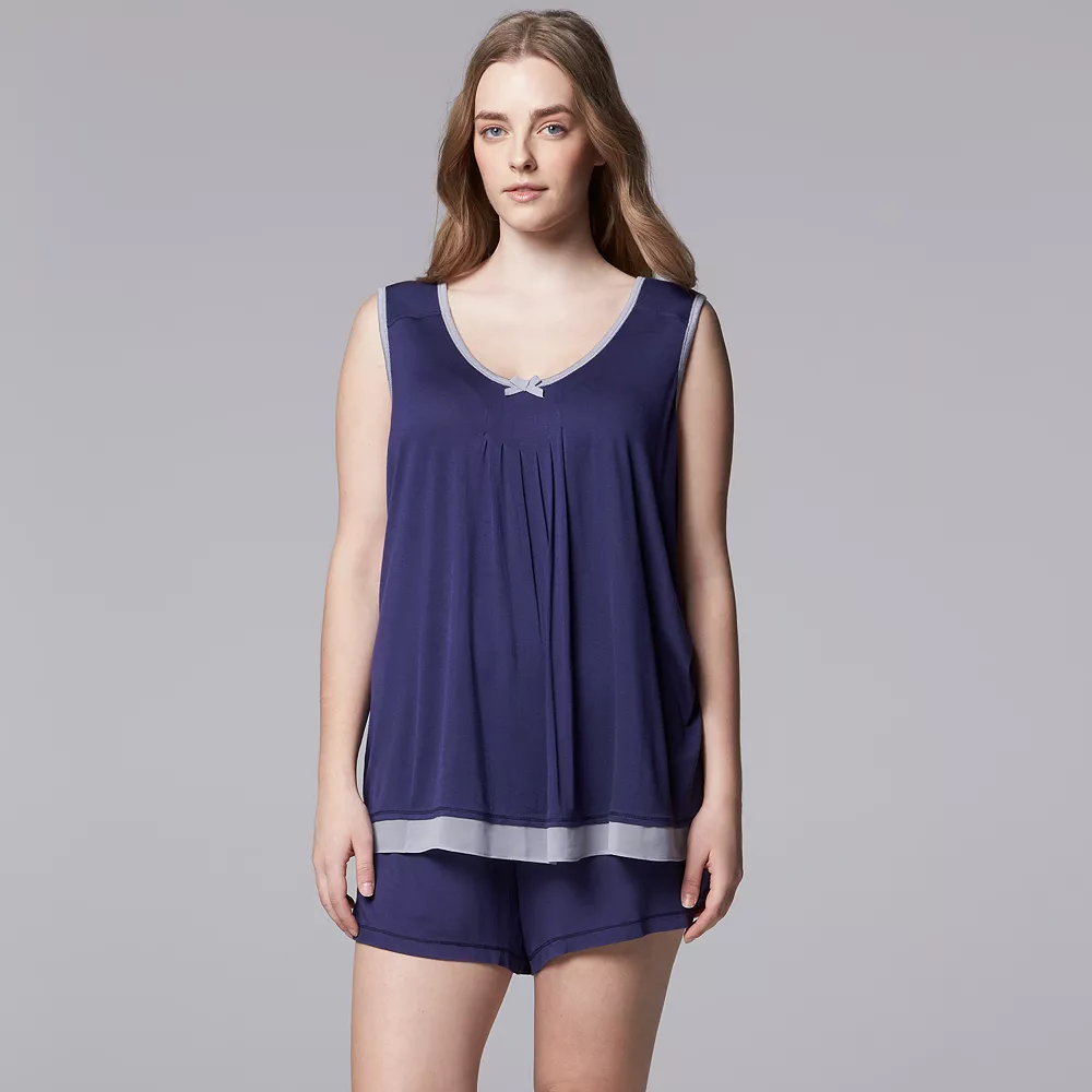 Plus Size Simply Vera Vera Wang Basic Luxury Pajama Tank & Pajama Boxers Set 3 Plus Size Simply Vera Vera Wang Basic Luxury Pajama Tank & Pajama Boxers Set - Image 3