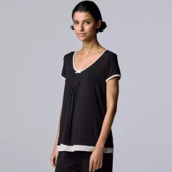 Women's Simply Vera Vera Wang Basic Luxury Pajama Sleep Top -Cuddl Duds SHOP 4780285 Black