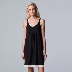Women's Simply Vera Vera Wang Basic Luxury Chemise 7 Women's Simply Vera Vera Wang Basic Luxury Chemise -Cuddl Duds SHOP 4780286 Black