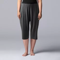 Plus Size Simply Vera Vera Wang Basic Luxury Pajama Capri Pants -Cuddl Duds SHOP 4780289 Heather Gray