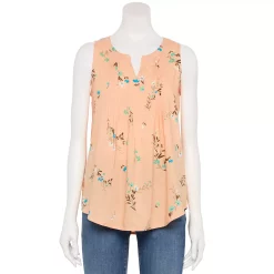 Women's Croft & Barrow® Pintuck Splitneck Sleeveless Top 20 Women's Croft & Barrow® Pintuck Splitneck Sleeveless Top -Cuddl Duds SHOP 4799269 Peach Floral