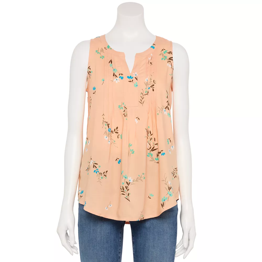 Women's Croft & Barrow® Pintuck Splitneck Sleeveless Top 10 Women's Croft & Barrow® Pintuck Splitneck Sleeveless Top - Image 10