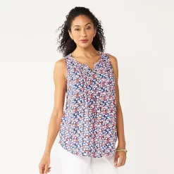 Women's Croft & Barrow® Pintuck Splitneck Sleeveless Top 17 Women's Croft & Barrow® Pintuck Splitneck Sleeveless Top -Cuddl Duds SHOP 4799269 Pink Ditsy Floral
