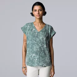 Women's Simply Vera Vera Wang V-Neck Top -Cuddl Duds SHOP 4826767 Abstract Splatter
