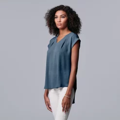Women's Simply Vera Vera Wang V-Neck Top -Cuddl Duds SHOP 4826767 Moonbeam Blue
