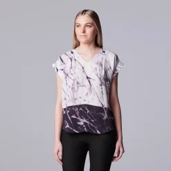 Women's Simply Vera Vera Wang V-Neck Top -Cuddl Duds SHOP 4826767 Stem Border