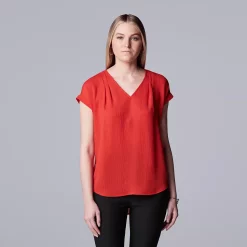 Women's Simply Vera Vera Wang V-Neck Top -Cuddl Duds SHOP 4826767 Swift Red
