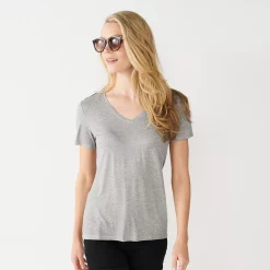 Women's Nine West Essential V-Neck Tee -Cuddl Duds SHOP 4841148 Dark Ash Heather