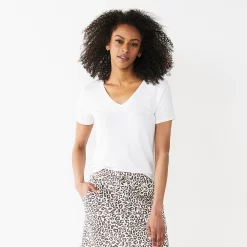 Women's Nine West Essential V-Neck Tee -Cuddl Duds SHOP 4841148 Modern White