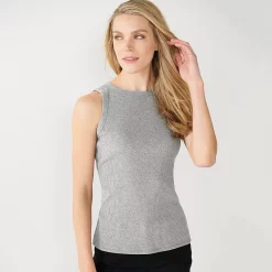 Women's Nine West Ribbed Tank -Cuddl Duds SHOP 4841430 Dark Ash Heather