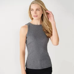 Women's Nine West Ribbed Tank -Cuddl Duds SHOP 4841430 Dark Storm Heather