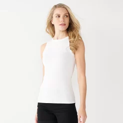 Women's Nine West Ribbed Tank -Cuddl Duds SHOP 4841430 Modern White