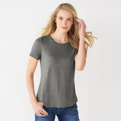 Women's Nine West Essential Crewneck Tee -Cuddl Duds SHOP 4911743 Dark Storm Heather