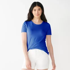 Women's Nine West Essential Crewneck Tee -Cuddl Duds SHOP 4911743 Dexter Blue