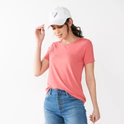 Women's Nine West Essential Crewneck Tee -Cuddl Duds SHOP 4911743 Infused Melon