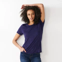 Women's Nine West Essential Crewneck Tee -Cuddl Duds SHOP 4911743 Navy Bliss Heather