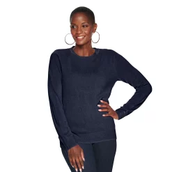 Women's Croft & Barrow® Extra Soft Crewneck Sweater -Cuddl Duds SHOP 4922627 Navy