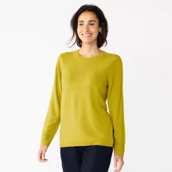 Women's Croft & Barrow® Extra Soft Crewneck Sweater -Cuddl Duds SHOP 4922627 Olive