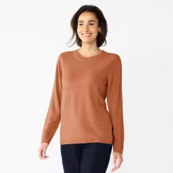 Women's Croft & Barrow® Extra Soft Crewneck Sweater -Cuddl Duds SHOP 4922627 Orange Heather
