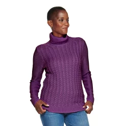 Alternative view of Women's Croft & Barrow® Extra Soft Cable-Knit Turtleneck Sweater