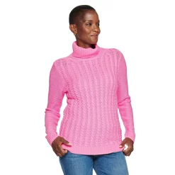 Women's Croft & Barrow® Extra Soft Cable-Knit Turtleneck Sweater -Cuddl Duds SHOP 4924265 Pink