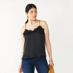 Women's Nine West Lace Trim Cami -Cuddl Duds SHOP 4944769 Black