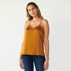 Women's Nine West Lace Trim Cami -Cuddl Duds SHOP 4944769 Brown