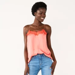 Women's Nine West Lace Trim Cami -Cuddl Duds SHOP 4944769 Cruz Coral