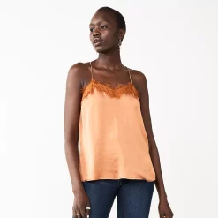 Women's Nine West Lace Trim Cami -Cuddl Duds SHOP 4944769 Mocha Frosting