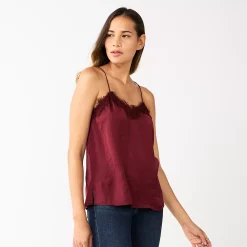 Women's Nine West Lace Trim Cami -Cuddl Duds SHOP 4944769 Vintage Red