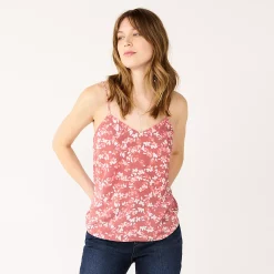 Women's Nine West V-Neck Layering Camisole -Cuddl Duds SHOP 4951519 Mauve Floral