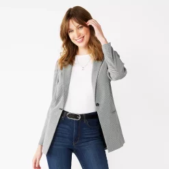 Women's Nine West Relaxed Blazer -Cuddl Duds SHOP 4951623 Microcheck