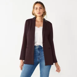 Women's Nine West Relaxed Blazer -Cuddl Duds SHOP 4951623 Midnight Wine